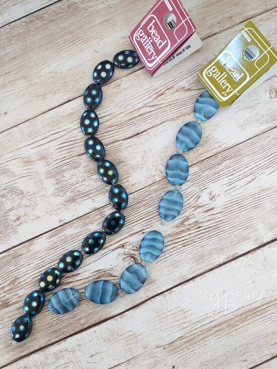 Halcraft Bead Gallery Other - Halcraft Bead Gallery Czech Glass Oval Beads Blue Black DIY Jewelry Craft Supply